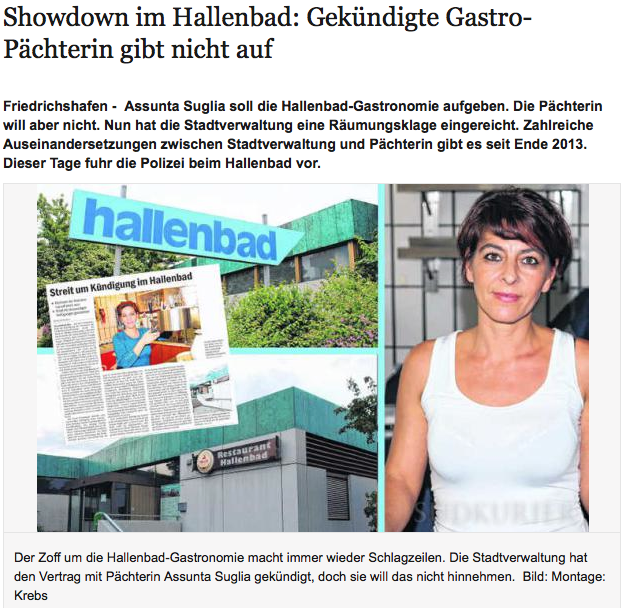 Showdown im Hallenbad - gekündigte Gastro-Pächterin gibt nicht auf