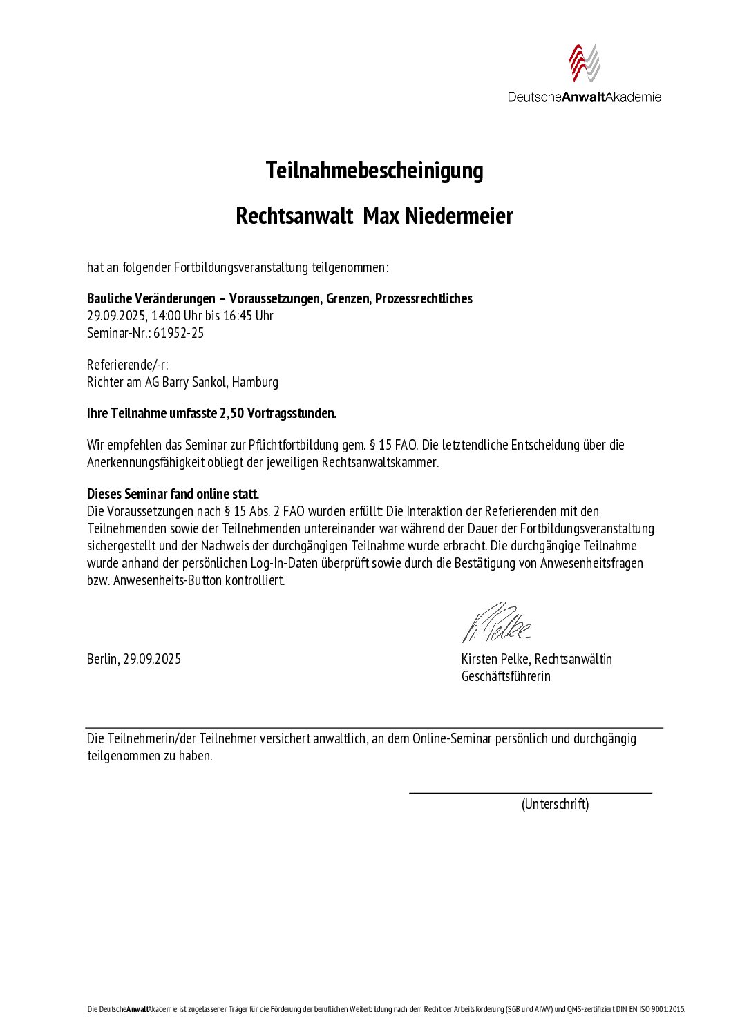 Fortbildung Bauliche Veränderungen WEG